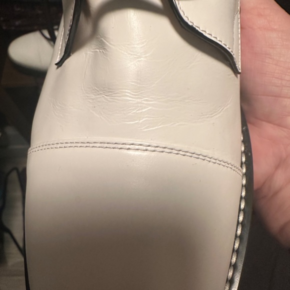 Stuart Weitzman Lexy Round Toe White Leather Lace Up (Combat) Boots - Size 11.5 - Picture 15 of 16